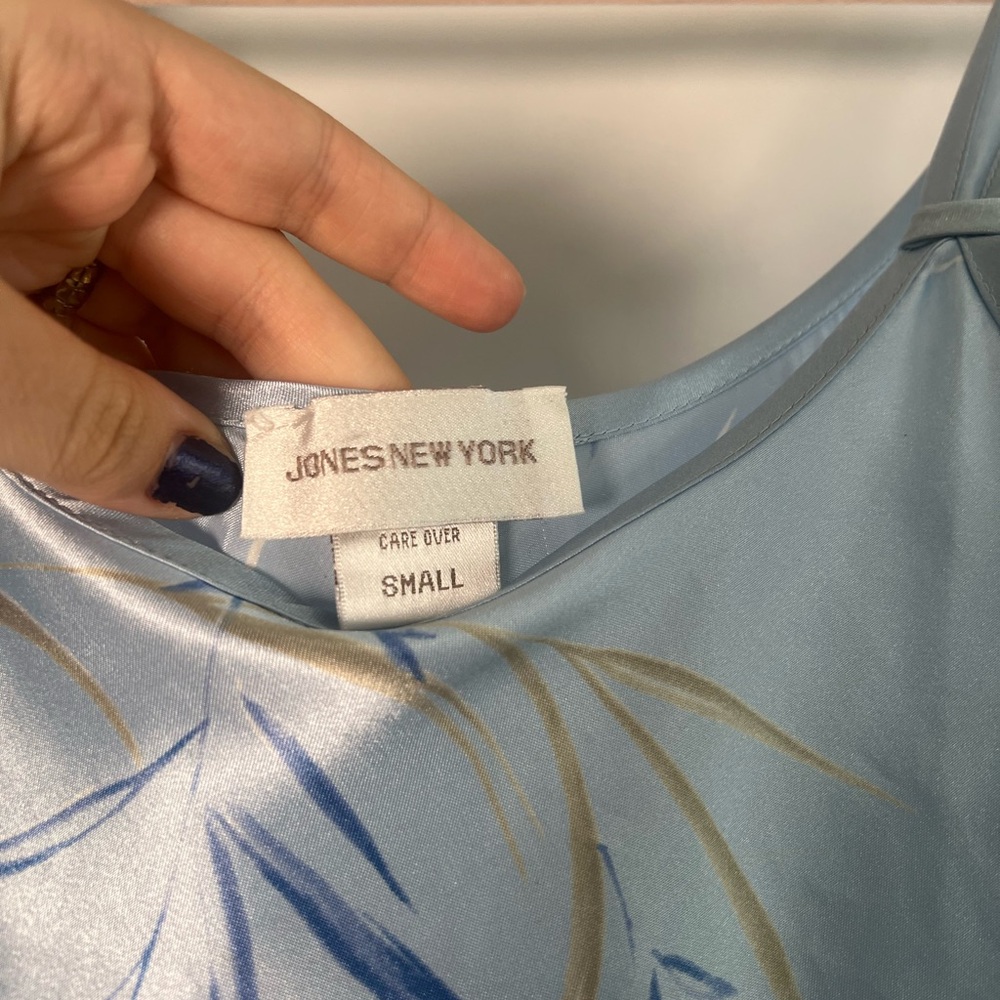 Jones New York Blue Slip Dress Silky Floral Nightgown - Picture 2 of 8